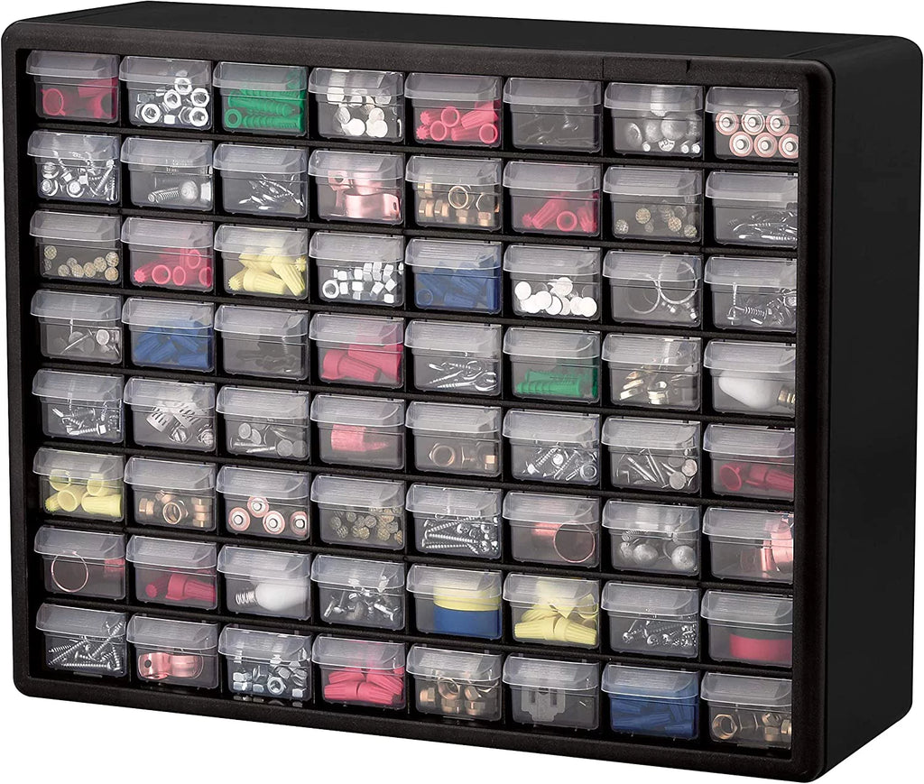 64 Drawer Black Plastic Cabinet Storage Organizer Y3476