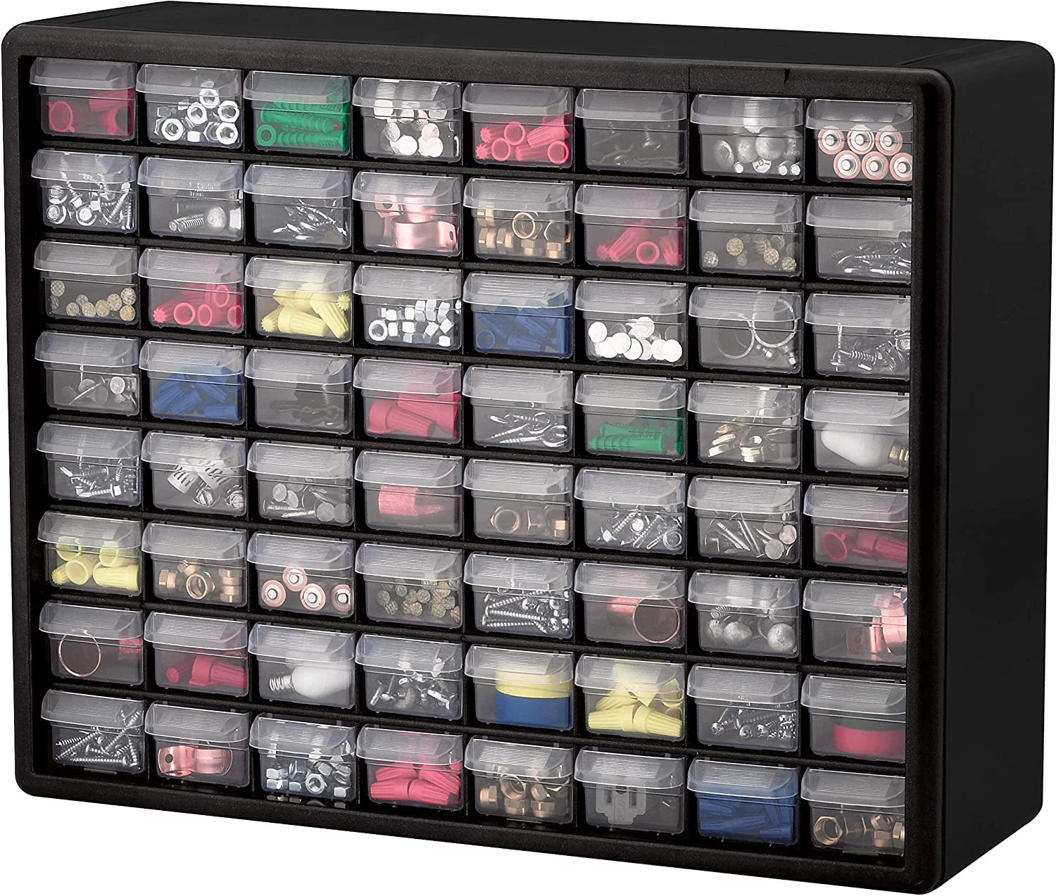 64 Drawer Black Plastic Cabinet Storage Organizer Y3476