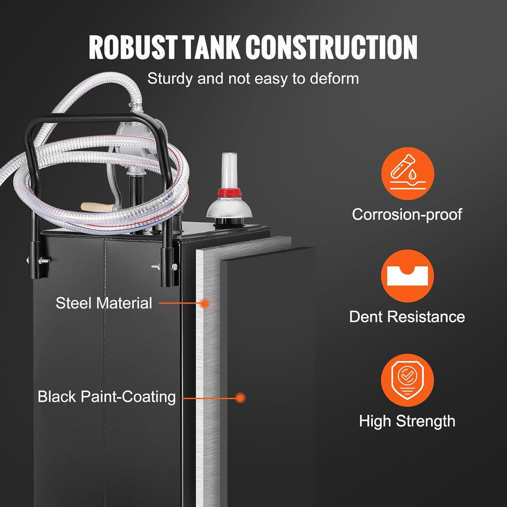 Black 30 Gallon Portable Fuel Caddy with Manual Transfer Pump Y572