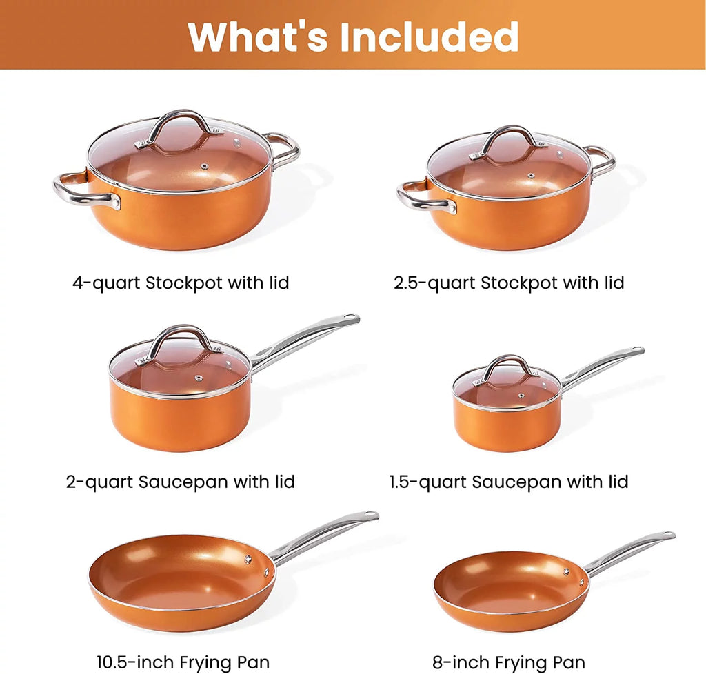 10 Piece Nonstick Ceramic Cookware Set with Stainless Steel Handles R5093