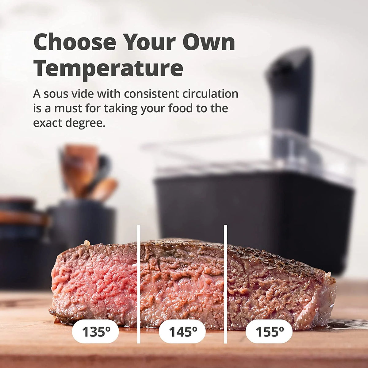 1100 Watt Sous Vide Cooker with Plastic Container, Lid, and Neoprene Sleeve C221215