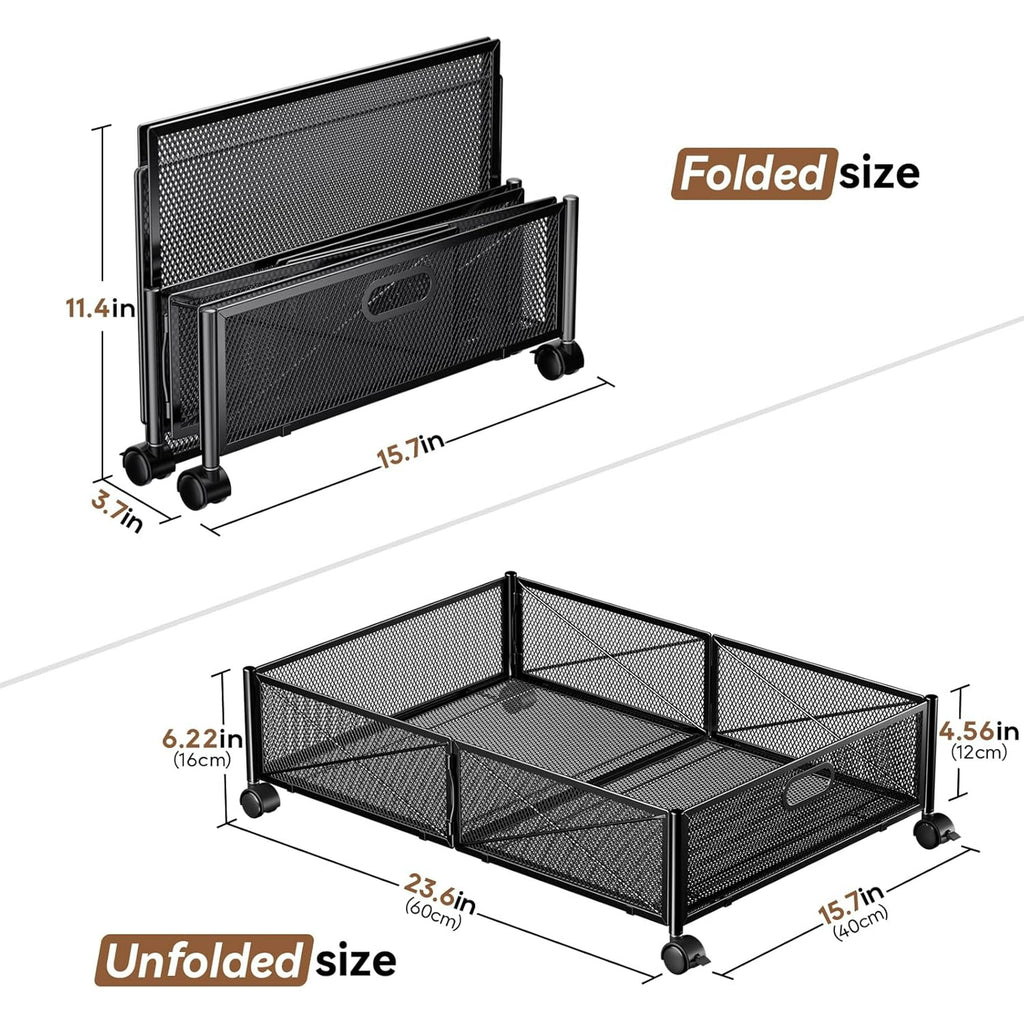 Under Bed Storage Containers with Wheels Metal Storage Containers -2PCK V580