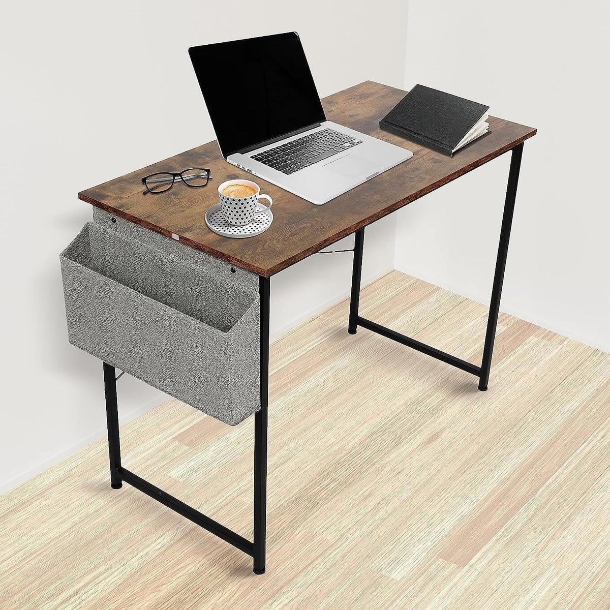 Brown 47 Inch Wooden Writing Desk with Storage Bag X26007