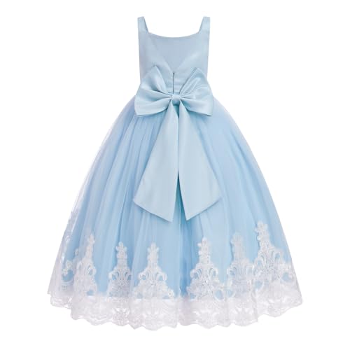 Embroidery Flower Girl Lace Dress Long Gown Tulle Dresses Y47873