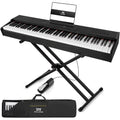 Black 88-Key Digital Piano Weighted Keyboard Hammer Action with Stand I56387