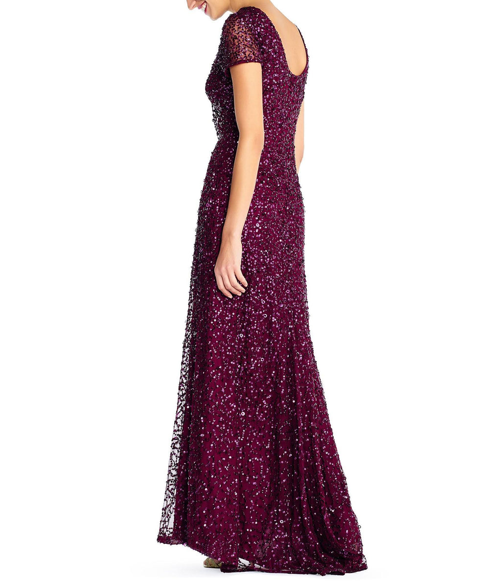 Blush Scoop Back Sequin Gown U258594