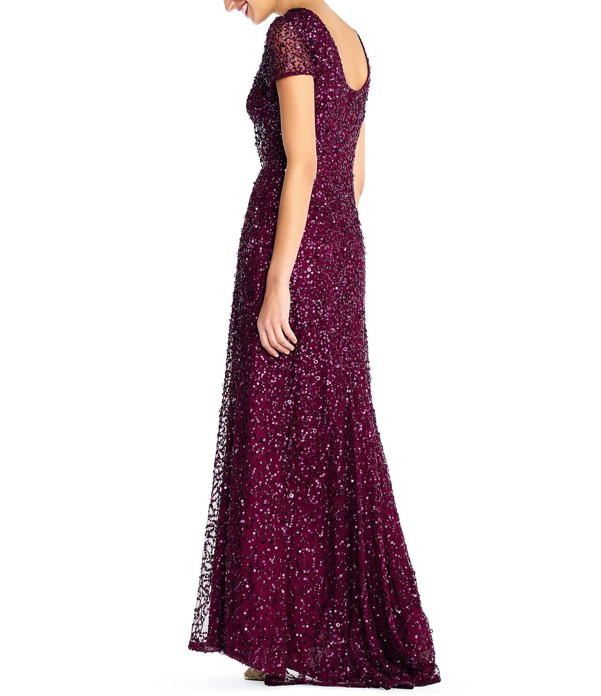 Blush Scoop Back Sequin Gown U258594