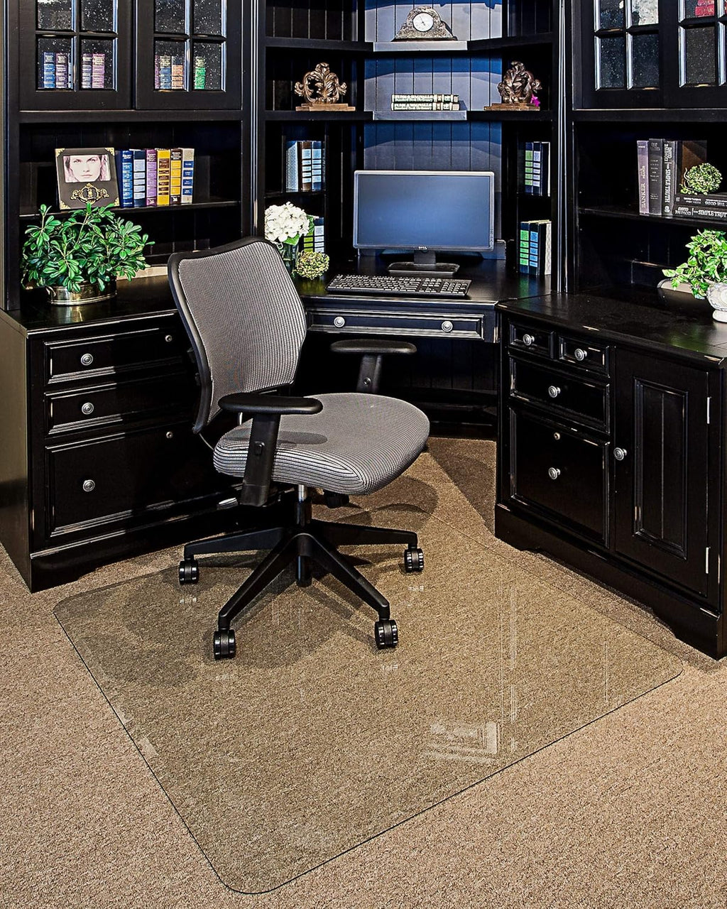 36" x 46" Clear Tempered Glass Chair Mat with Beveled Edge Y38411