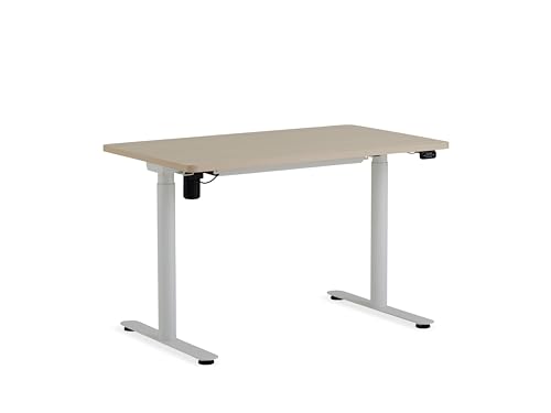 White Base & Light Oak Top Height-Adjustable Desk T741403