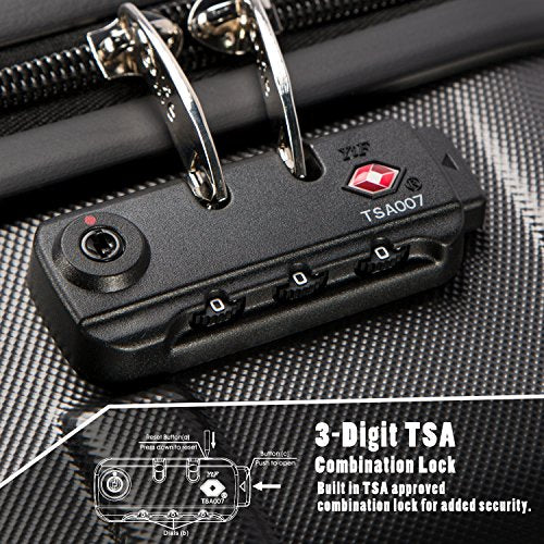 3 Piece Expandable Suitcase Set with TSA Lock Spinner 20in 24in 28in Purple C6728