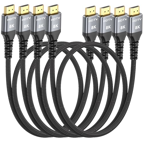 8K HDMI Cable 3FT 4-Pack, High Speed 48Gbps HDMI 2.1 Cord O471