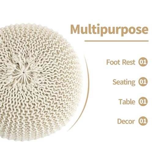 Navy Blue 100% Cotton Handmade Knitted Ottoman Pouf Cover C14290