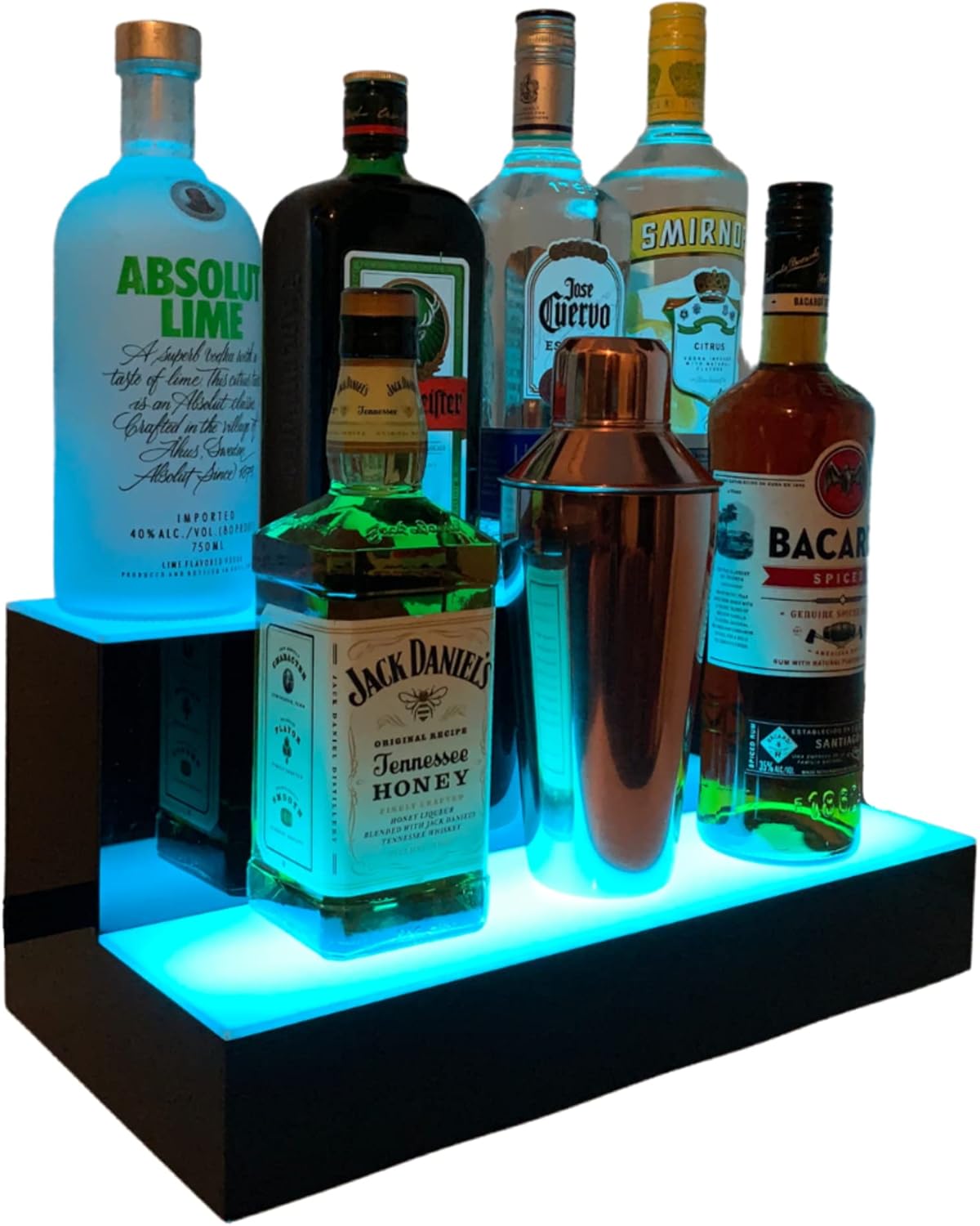2 Step Multicolor LED Liquor Bottle Display Shelf 16 inch M505961