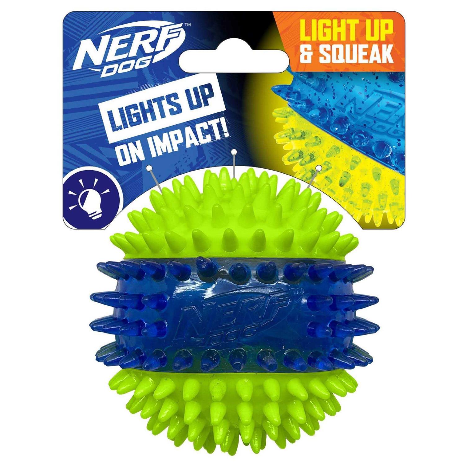 Translucent TPR 3-Part Spike LED & Squeak Ball Dog Toy K462644