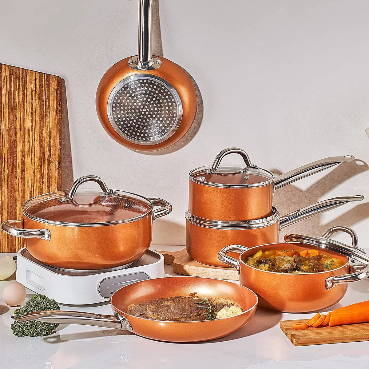 10 Piece Nonstick Ceramic Cookware Set with Stainless Steel Handles R5093