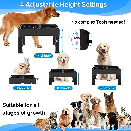 2-in-1 Elevated Slow Feeder Dog Bowls with Non-Skid Silicone Mat U248