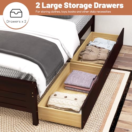 White Twin Size Bed Frame with 2 Drawers L7274