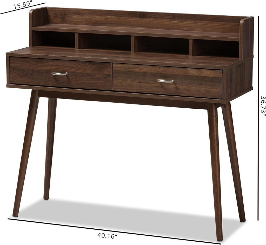 Walnut Brown 2-Drawer Desk L498
