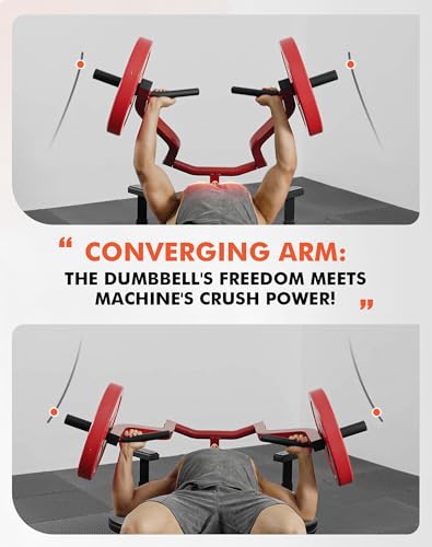 Chest Press Machine with Independent Converging Arms, Adjustable Flat Incline Bench A282711