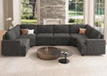 Oversized Modular Sectional Sofa, 135.6 inch, Dark Grey Z182