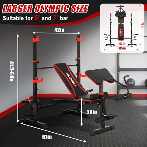 8 in 1 Olympic Weight Bench Set with Barbell Rack C3335