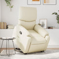 Cream Faux Leather Power Lift Massage Recliner Chair O6053