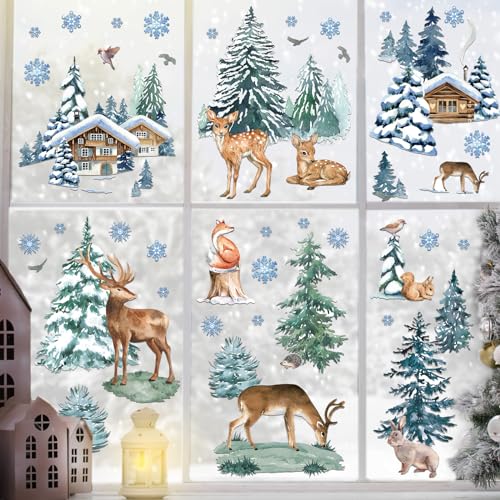 94 Pcs Christmas Tree & Reindeer Window Stickers U10948