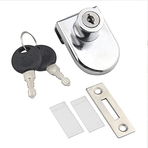 4Pack Zinc Alloy Double Glass Door Display Lock Cabinet Lock with 2 Alike Keys for 4.5-8mm Glass Door K56933
