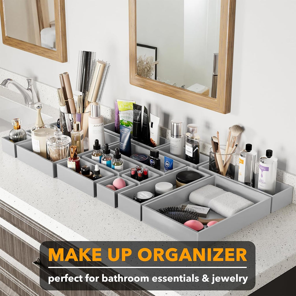 14-Piece Bamboo Drawer Organizer Storage Boxes Set A120