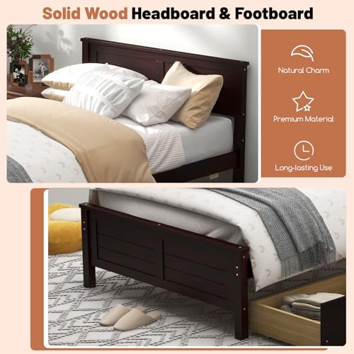 White Twin Size Bed Frame with 2 Drawers L7274