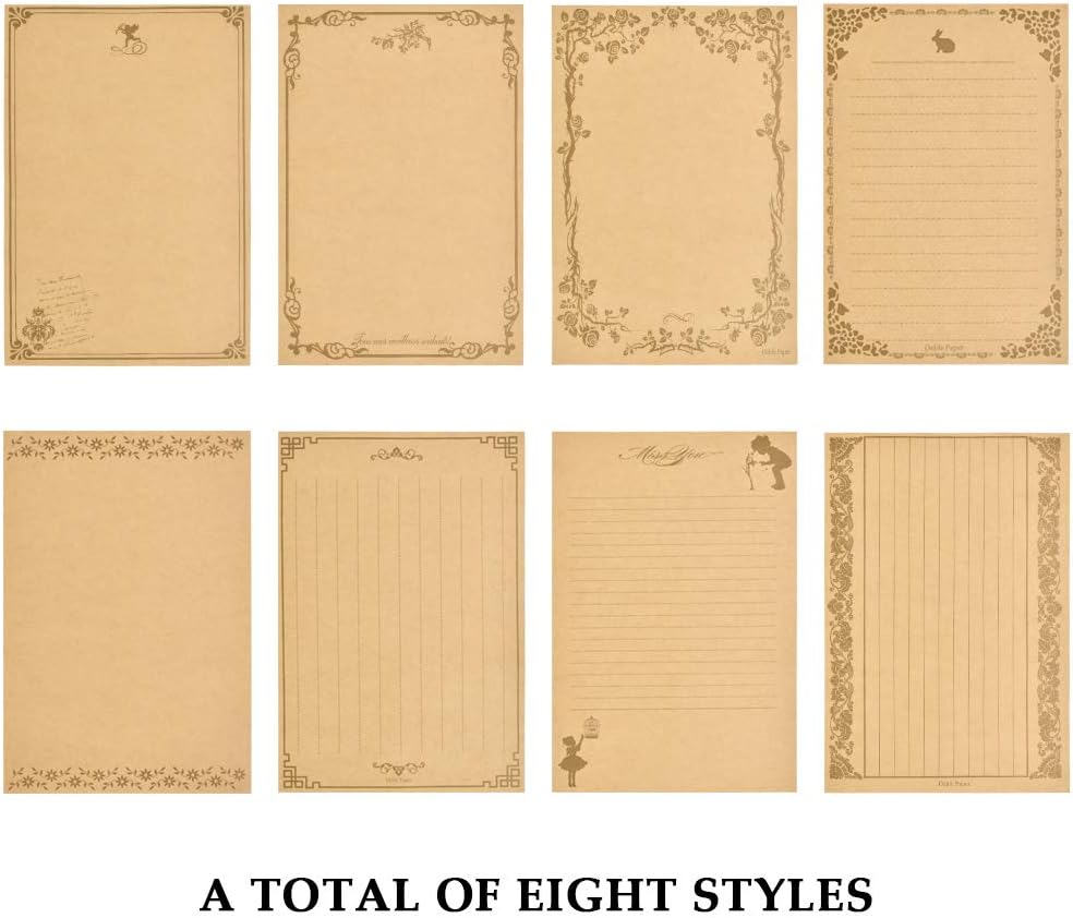 96 Sheets Vintage Stationary Paper and Envelopes Set W558273