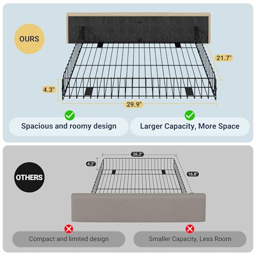 Light Grey Queen Size Platform Bed Frame with 4 Storage Drawers R722