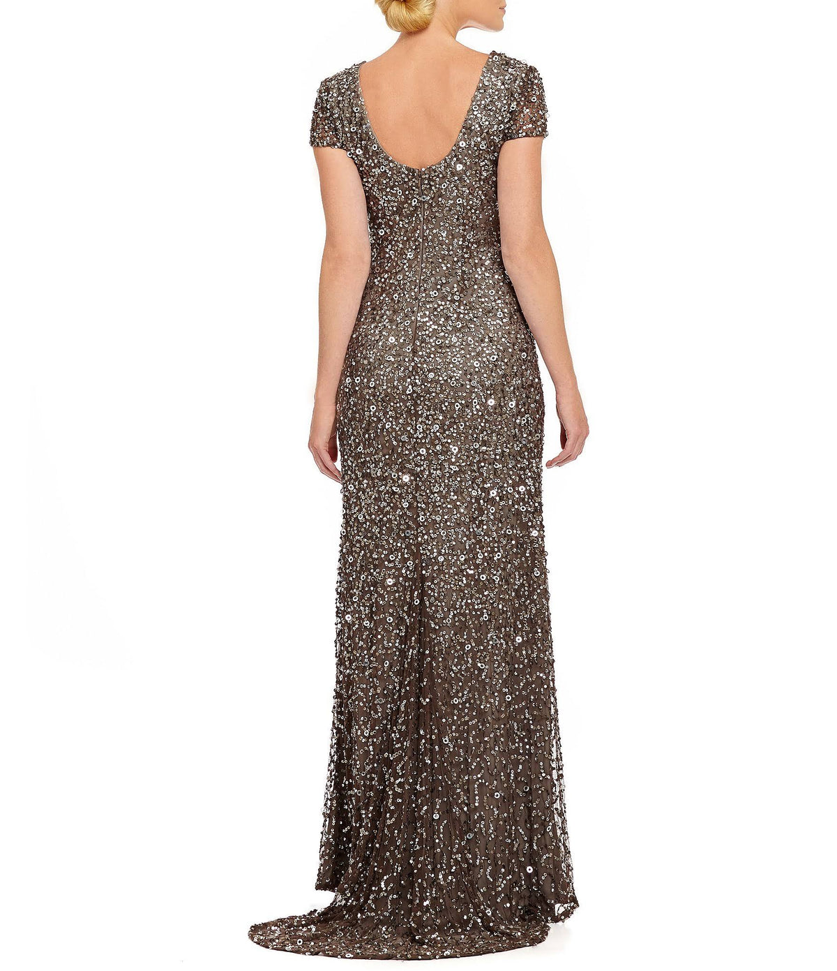 Blush Scoop Back Sequin Gown U258594