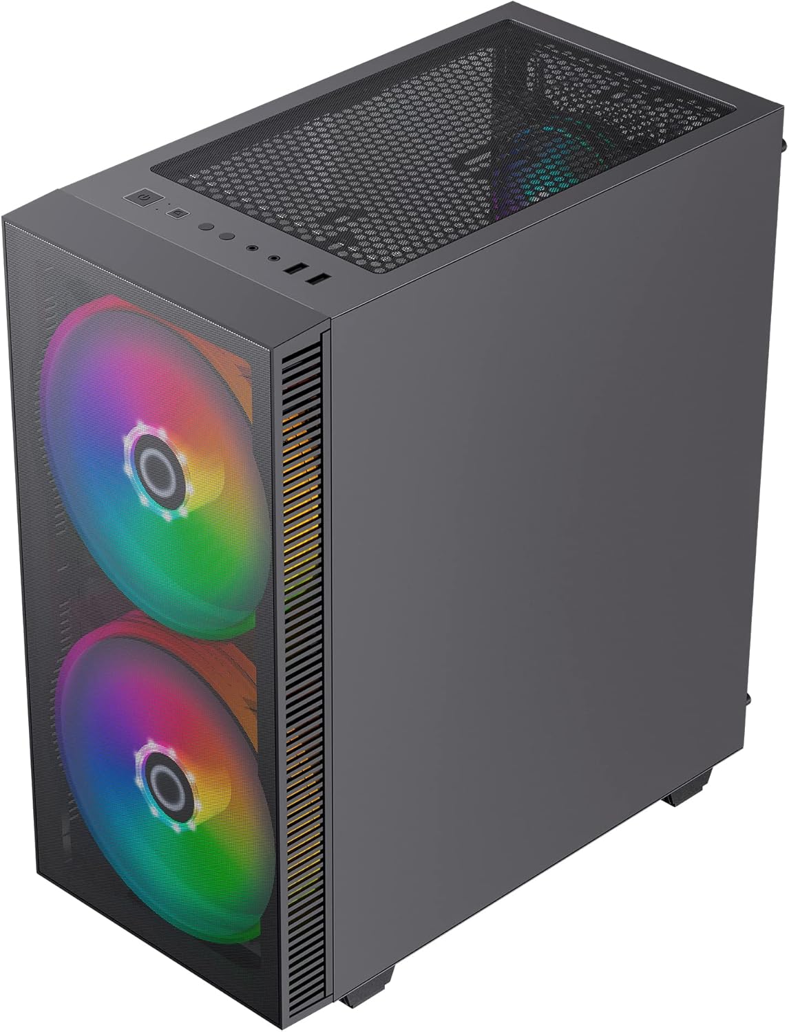 Black Mid-Tower ATX ARGB PC Gaming Case with Tempered Glass Side Panel H21223