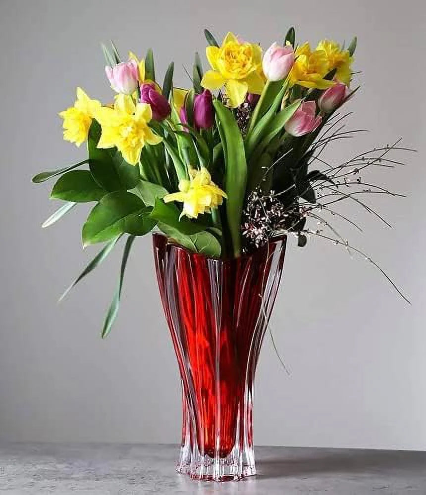 Red 12'' Crystal Glass Vase M159