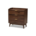 Walnut Brown 3-Drawer Wood Chest X694