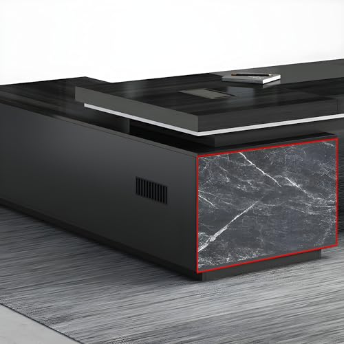 Black L-Shaped Executive Desk with Drawers 79" L x 63" W x 29.5" H Right Hand Return R396637