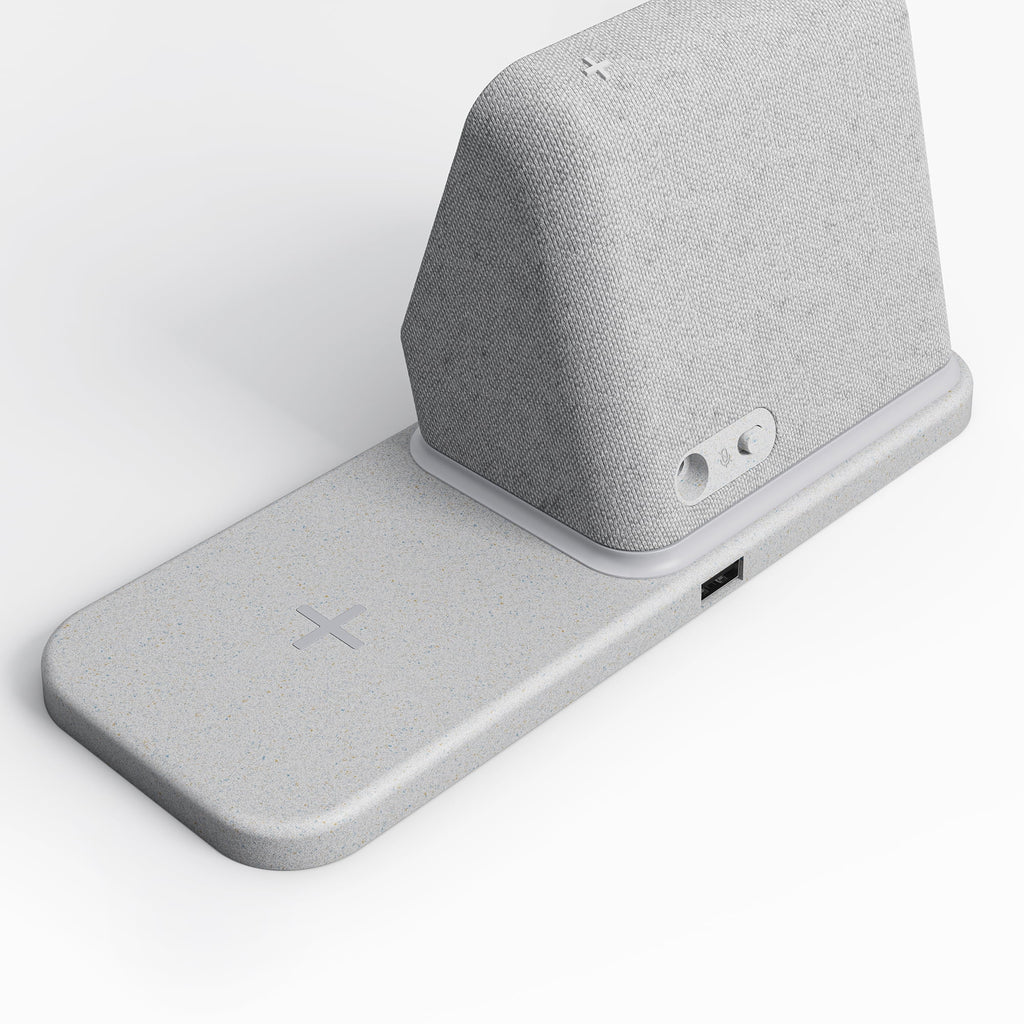 Heather Grey Smart Clock with Wireless Charging Dock P76808