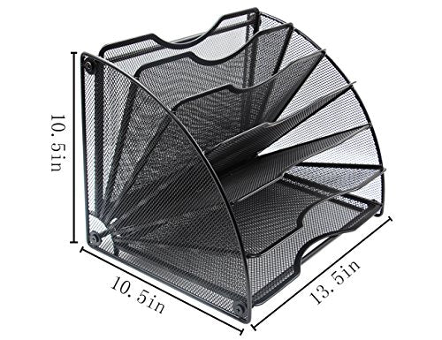 Black Mesh 6 Slots Desktop File Organizer L84926