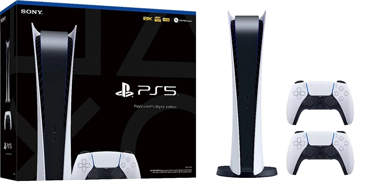 PlayStation 5 Digital Version Console with 2 Wireless Controllers - White Z86038