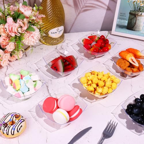 25 Pack 8 oz Clear Plastic Serving Bowls P7512