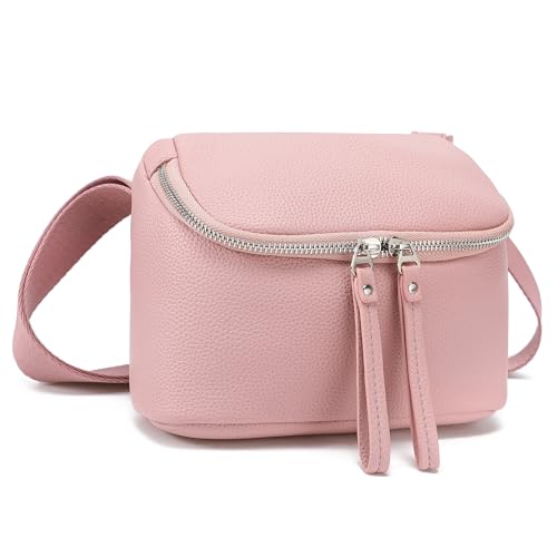 White Brown Vegan Leather Fanny Pack Crossbody Bag Y558528