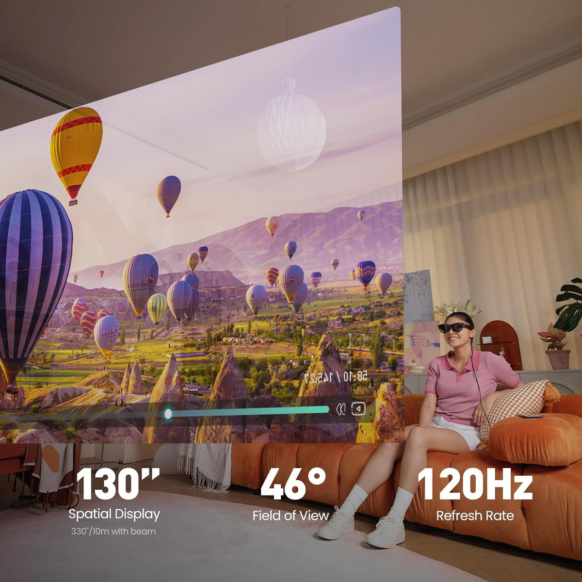 AR Glasses with 130" Wearable Display, 72g 120Hz 1080P W6888
