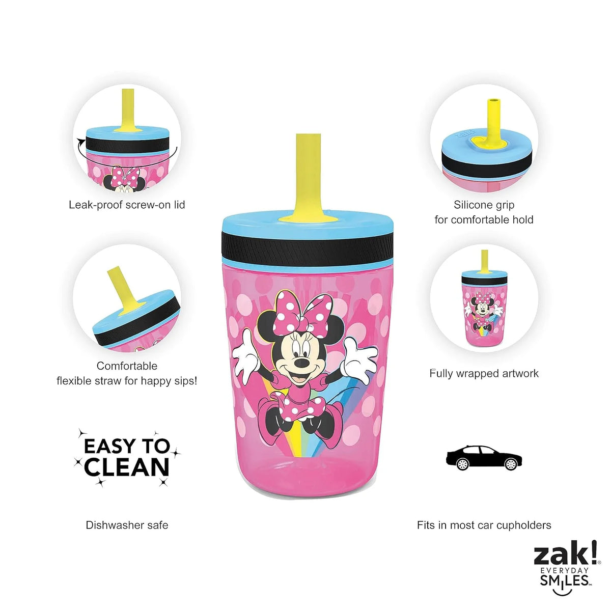 15 oz Leak-Proof Plastic Tumbler with Straw K62152