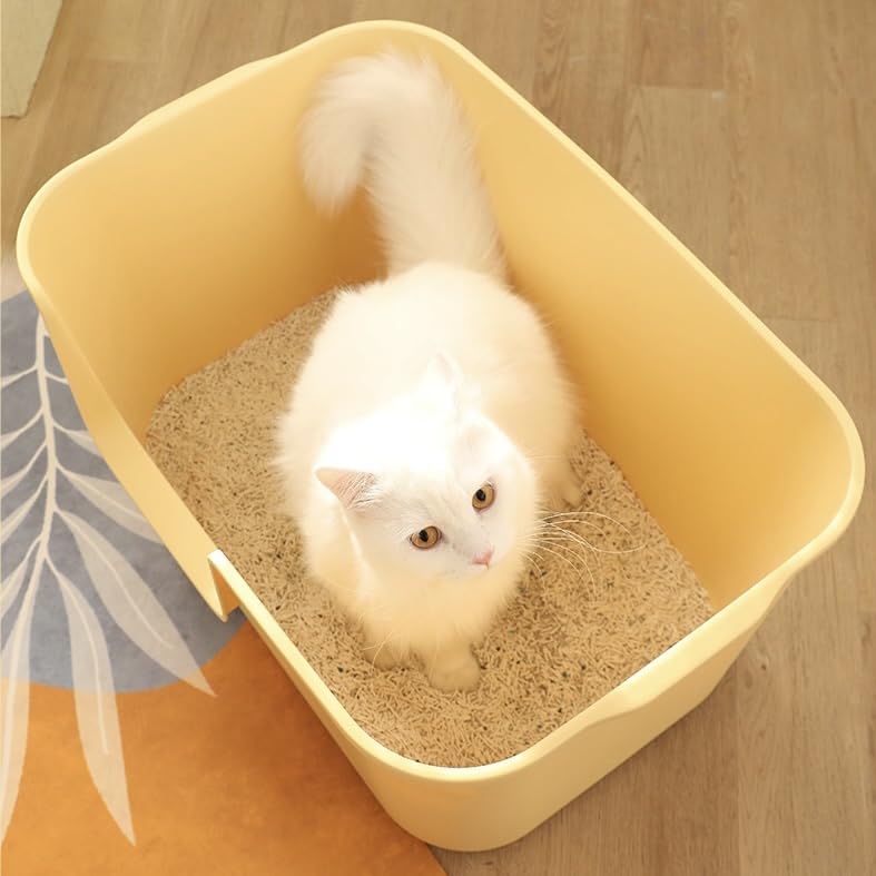 Extra Large Litter Box with High Sides 24.60" Lx16.92 Wx12.99 H, Yellow S12358