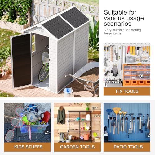 Gray 5x3 FT Waterproof Plastic Storage Shed with Floor A3716