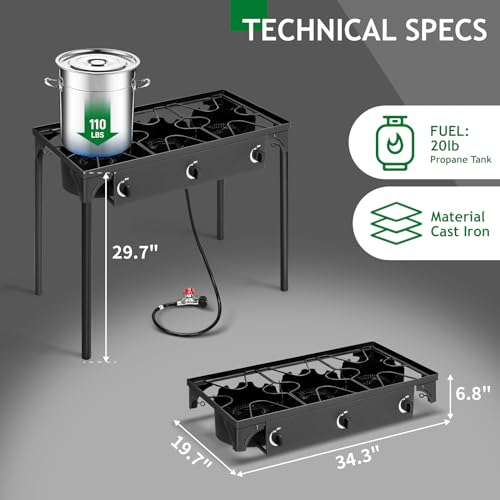 3 Burner Propane Gas Stove with Removable Legs F30325