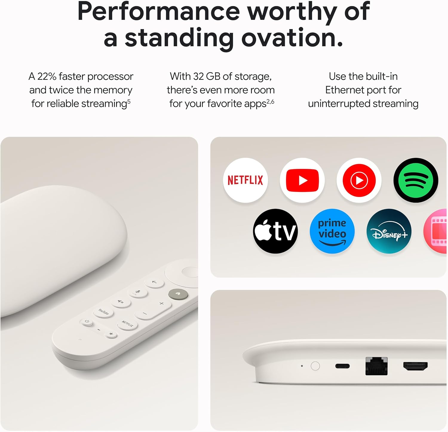 Porcelain 4K Google TV Streamer with Voice Search Remote Y274