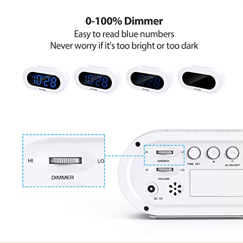 Small LED Digital Alarm Clock with Snooze (White) W720560