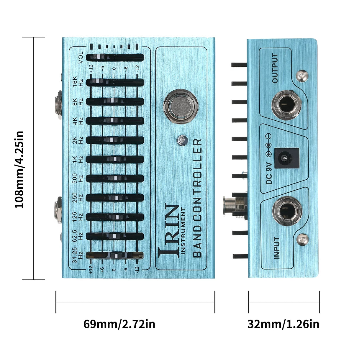 10 Band EQ Guitar Effect Pedal with True Bypass, Aluminum Alloy Body E489